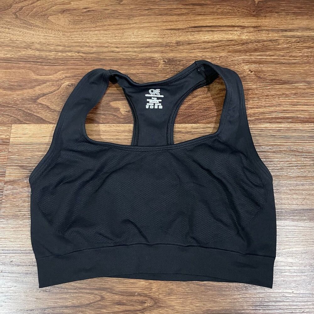AE Athletic Essentials Black Athletic Activewear Sports Bra Womens Size Large